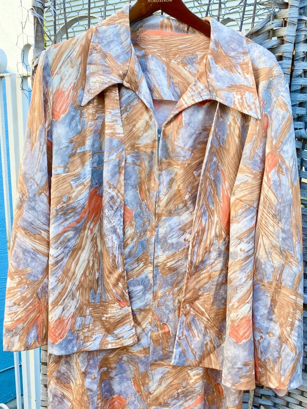 70s (2) Two Piece Dress Jacket Set Women's Leisure Suit Harvest Wheat Vintage